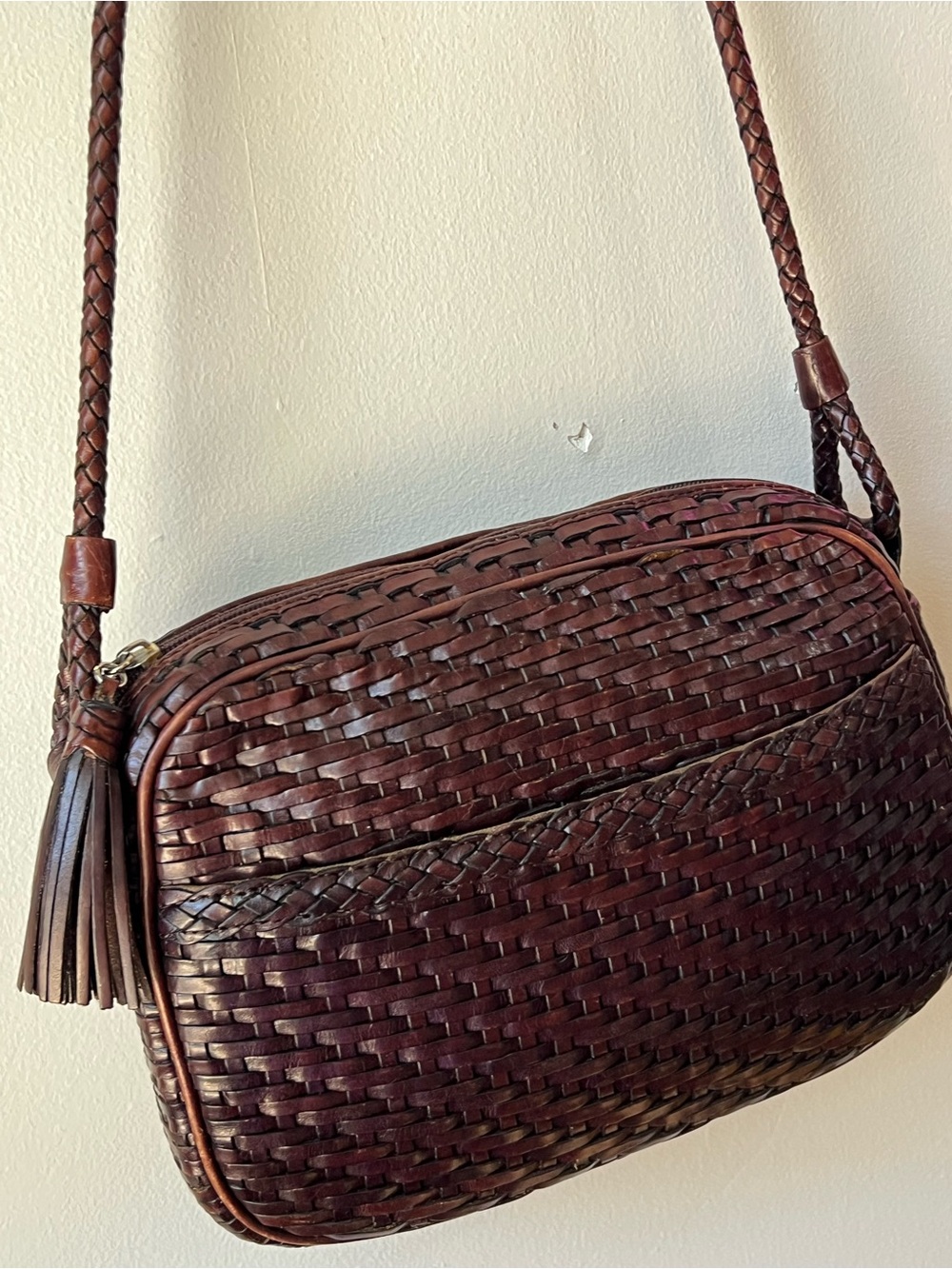 Talbots Woven Leather Crossbody - Dark Brown